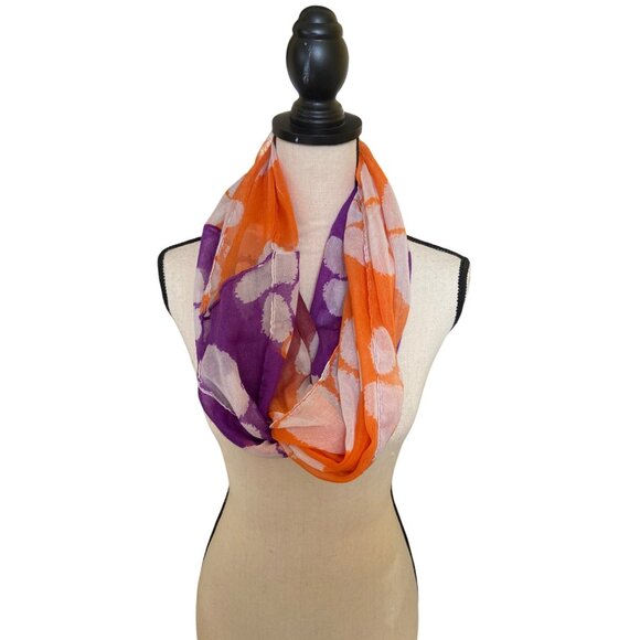 Womens Infinity Scarf Clemson Tigers Paw Print Purple Orange Lightweight College - Picture 1 of 8